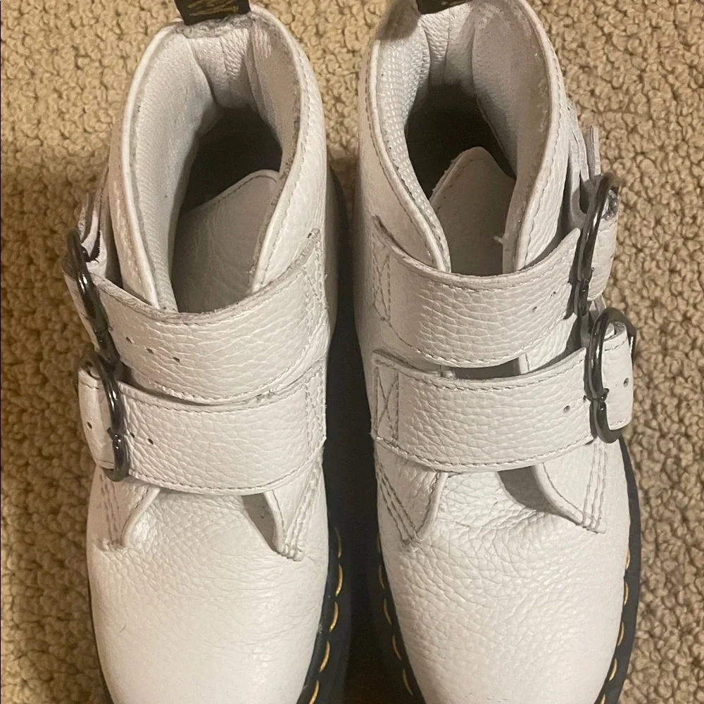 Dr. Martens White Kids Boots with Buckles - Picture 1 of 2